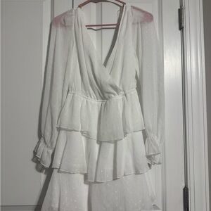 Elegant White Ruffled Dress